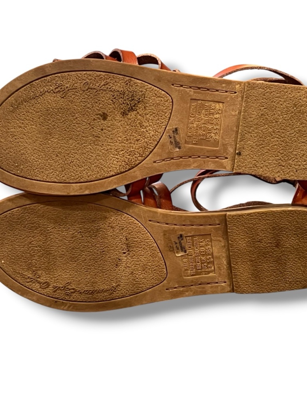 WOMENS AMERICAN EAGLE Sz 8.5 Brown Leather Y2K Gladiator Style Sandals C-3 - Picture 7 of 7
